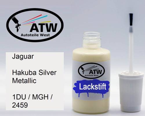 Jaguar, Hakuba Silver Metallic, 1DU / MGH / 2459: 20ml Lackstift, von ATW Autoteile West.